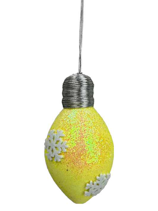 85711YW  7"x4"Dia    Light Bulb Ornament    Yellow