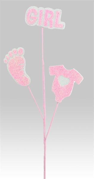 MN0059  25"H Glitter/Eva Baby Girl Spray    Pink/Irid White