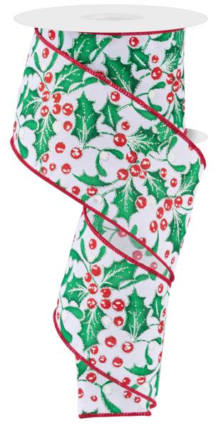 RGF106627  2.5" x 10yd Holly Berry/Mistletoe Wht/Grn/Red/Silver