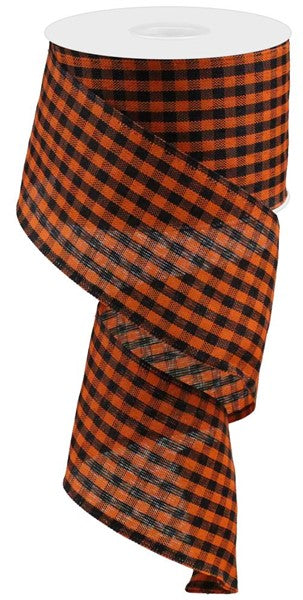 RGA1212P2   2.5" x 10yd Woven Gingham Check    Orange/Black