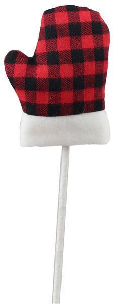 XS986132   11"L Gingham Mitten Pick   Red/Black