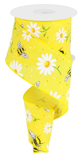 RGC18488N 2.5"X10yd Bumble Bee/Daisy on Royal Ylw/Wht/Grn/Org/Blk