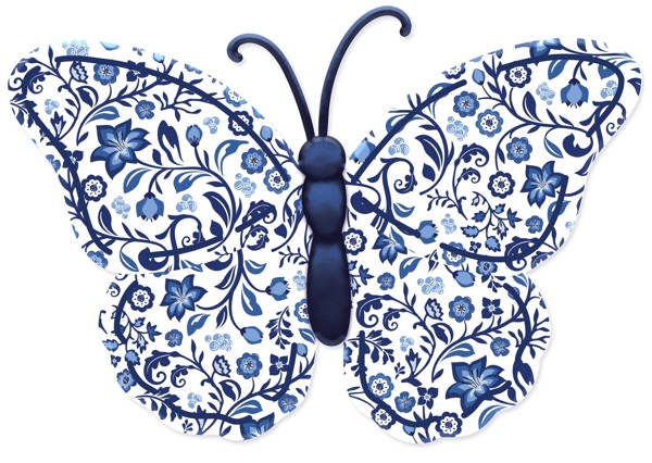 MD1554E3  12"L x 8.3"H Chinoiserie Butterfly