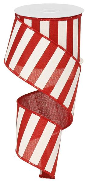 RX9149W7  2.5" x 10yd Horizontal Stripe Red/White