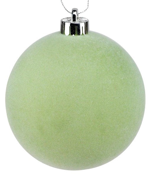 XH1138X8 120MM Smooth Flocked Ball Ornament Sage Green