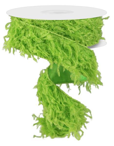 RN588409    1.5" x 10yd Furry Ribbon   Lime Green