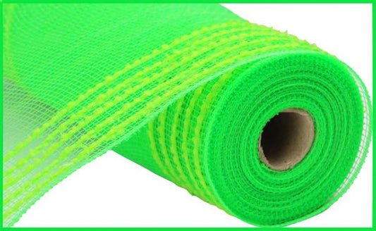 RY811430  10.25" x 10yd Drift/Pp Wide Border Mesh  Lime Green