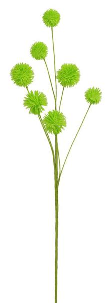 FH799231    19"L Flocked Pompom Spray    Lime Green