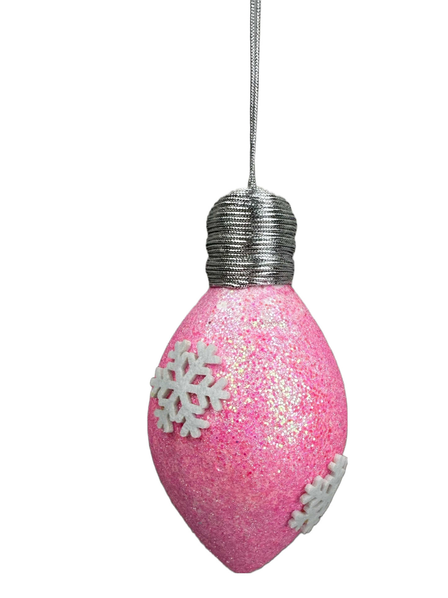 85711 PK      7"Hx3"DIA       Light Bulb Ornament    Pink