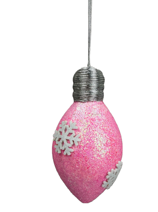 85711 PK      7"Hx3"DIA       Light Bulb Ornament    Pink