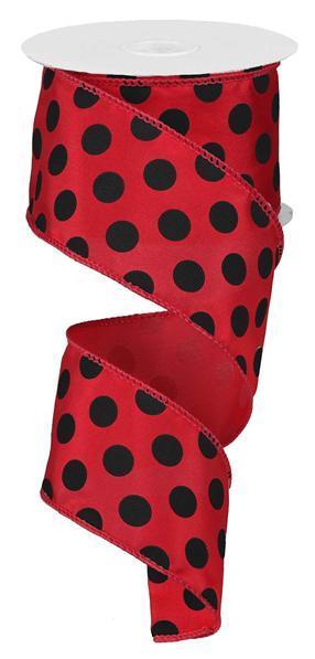 RG1588MA     1.5" x 10yd Large Polka Dot     Red/Black