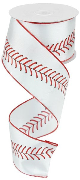 RG1799     2.5" x 10yd Baseball Stitching    Light Cream/Black/Red