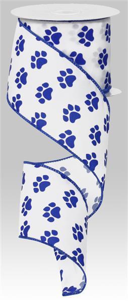 RG1777WR     2.5" X 10Yd Paw Print   White/Blue