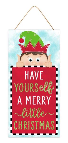 AP8941  12.5"H x 6"L Merry Little Christmas Sign Red/Ice Blue/Lime/White