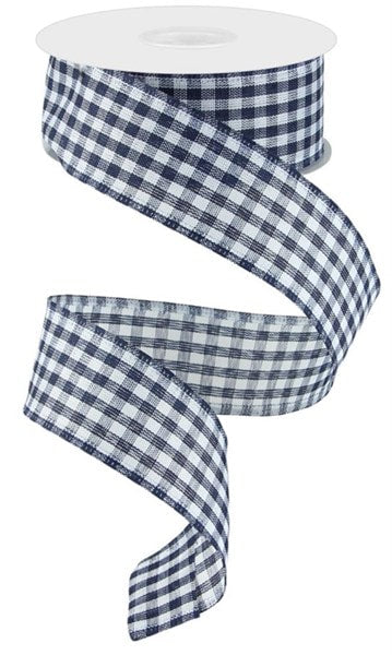 RG0104819   1.5" x 10yd Gingham Check  Navy Blue/White