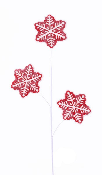 XP384624  30"L Felt/Fabric Snowflake Spray   White/Red