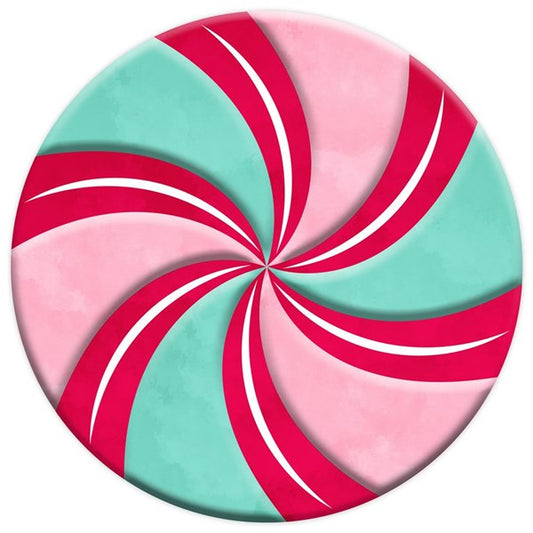 MD0733 12"Dia Metal/Embd Pink/ Teal Peppermint Red/Pink/Mint