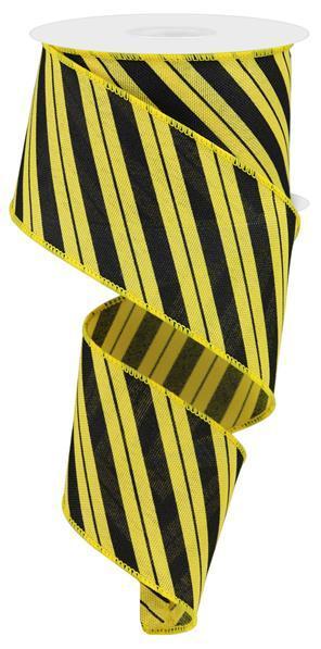 RGE154129   2.5" x 10yd Diagonal Line/Faux Ryl   Yellow/Black