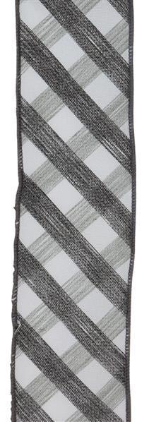 RGE159527  2.5"X10yd Woven-Look Diagonal Check   White/Grey/Black