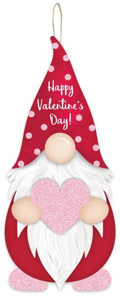 AP8901    13.25"Hx5.75"L Valentine's Gnome Shape  Red/Pink/White