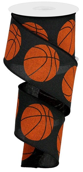 RGA151602 2.5"X10yd Bold Basketball on Royal Black/Orange