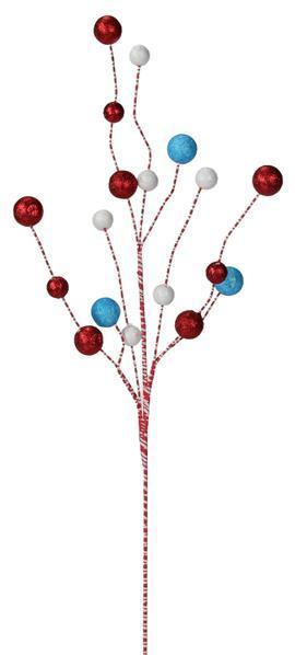 XS999168   31.5"L Glitter Ball Spray    Red/White/Ice Blue