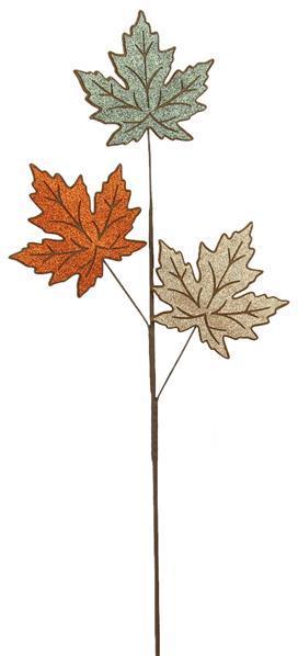 HA903638   30.75"L Felt/Glitter Maple Leaf Spray    Brown/Moss/Orange/Champ