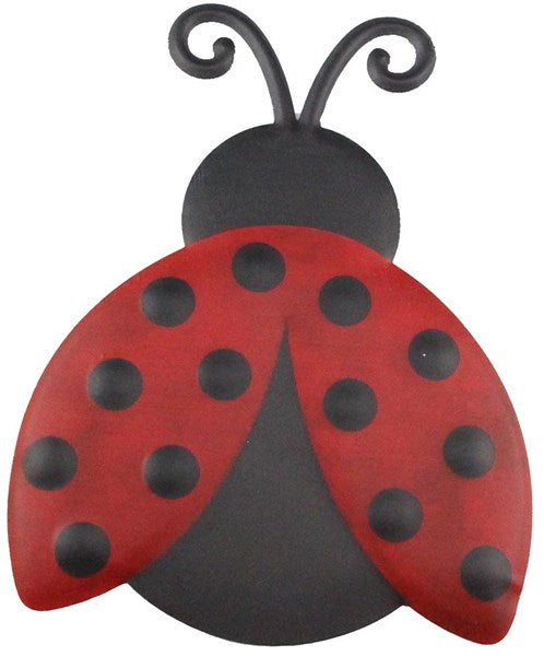 MD0599     12”Hx9.25”L Metal Embossed Ladybug      Red/Black