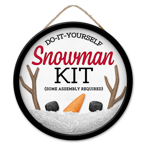 MD01396    9"Dia Diy Snowman Kit Sign   White/Orange/Brown/Black