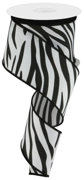 RGC122127 2.5"X10yd Animal Stripes On Pg Fabric White/Black