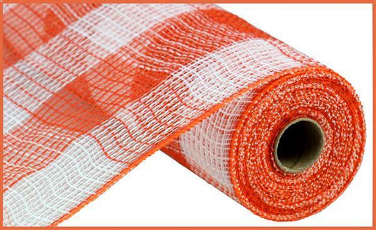 RY8315J7    10.25" X 10Yd Faux Jute/Pp Large Check     White/Orange