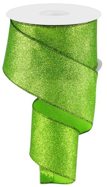 RGC1597E9   2.5" x 10yd Shimmer Glitter   Lime Green