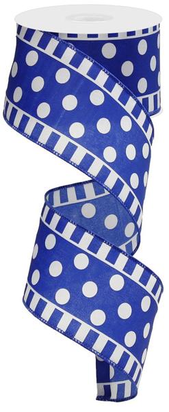 RG01371WR     2.5" x 10yd Dots And Stripes   White/Blue