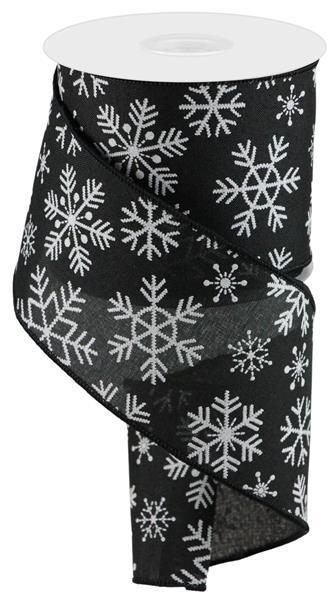 RGC142002    4" x 10yd Snowflakes On Royal Burlap     Black/White