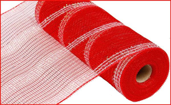 RY840149    10.25" x 10yd Wide Tinsel/Pp/Foil Mesh   Red/Iridescent