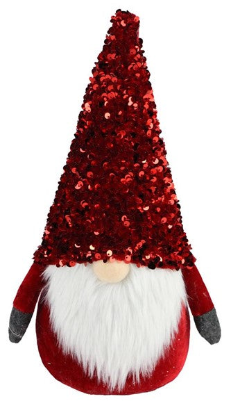 XN421724 12.25'' Sequin/Fabric Gnome Red/White