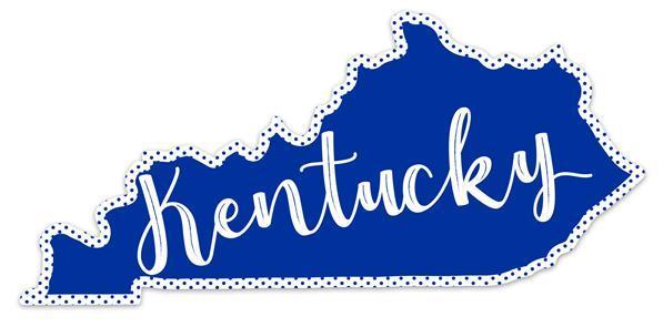 MD1146   15"LX7"H  Kentucky Shape/Script Sign   Blue/White