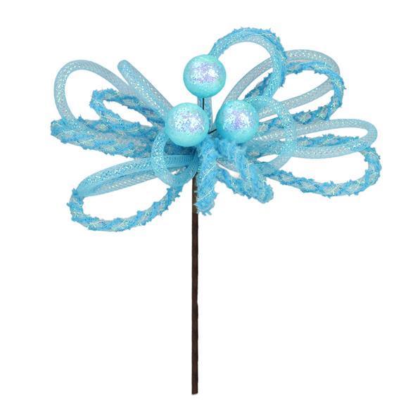 XP381934    12"L Snowdrift/Tinsel Glitter Ball Pick    Turquoise