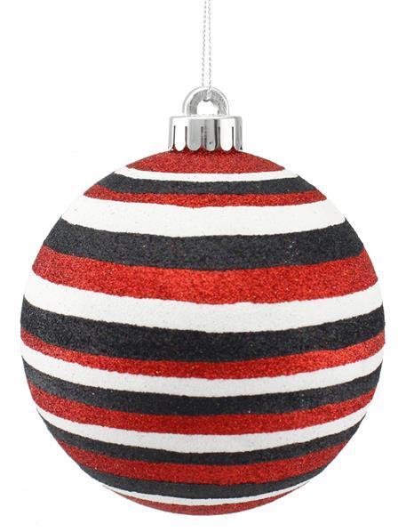 XY8529A1   120Mm Horizontal Stripe Ball Orn    Red/Black/White