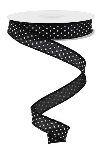 RGE177602    5/8" x 10yd Raised Swiss Dots On Royal    Black/White