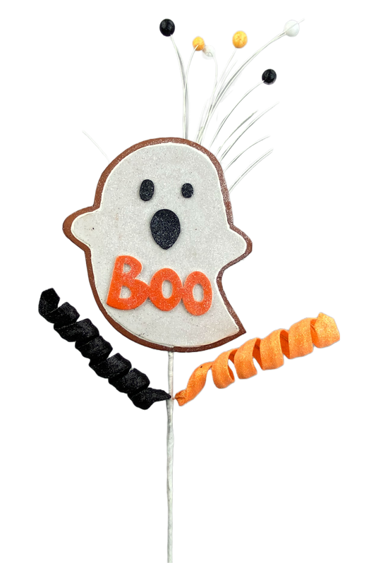 56962WT     25"H   Ghost Boo Cookie Spray   White/Orange/Black