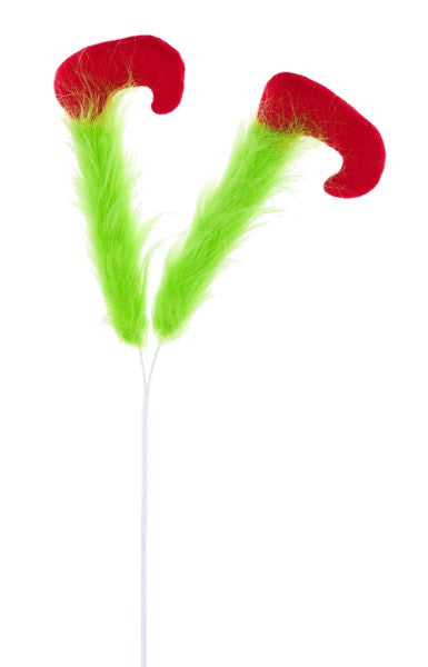 XP3852   25"L Furry Elf Legs Pick    Lime Green/Red