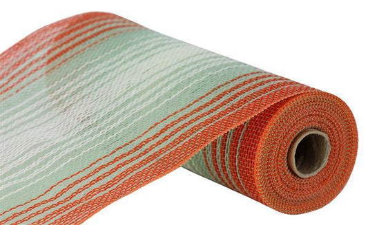 RY8333Y1     10.25" x 10yd Faux Jute Ombre Mesh   Sage/Orange/Cream