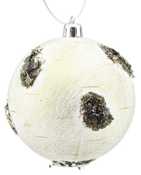 XY8519 100MM Birch Look Ball Ornament Natural W/Gold