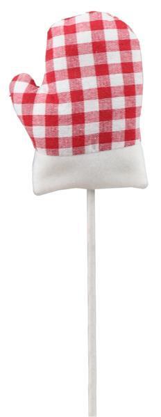 XS986135 11"L   Gingham Mitten Pick      Red/White