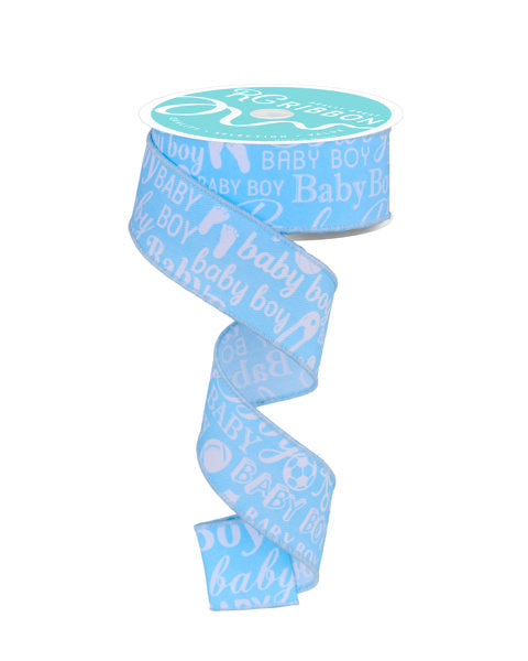 RGF140014  1.5" x 10yd Baby Boy White/Light Blue