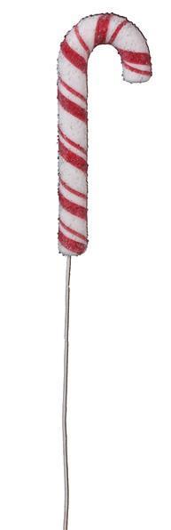 XP348924   6"Candy Cane Pick, 14"Oal   Red/White