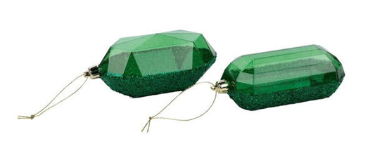 XJ552306   5.25"L Laser Glitter Gem Ornament    Emerald Green