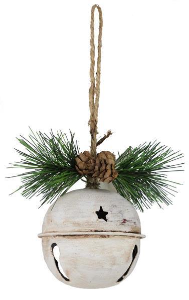 XY921242   3.5"Dia Decorated Jingle Bell   Antique White