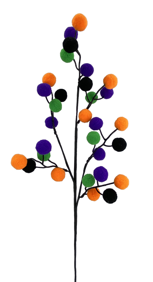 56892PUGNOR   28"H    Felt Ball Spray X3   Purple/Green/Orange